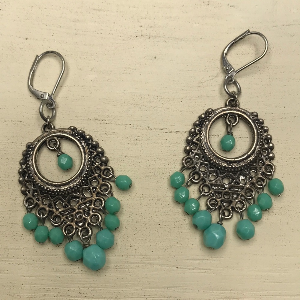 Sea foam Green Filagree Earrings